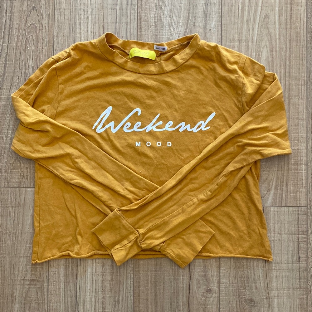 Long Sleeved Mustard Yellow Crop Top.